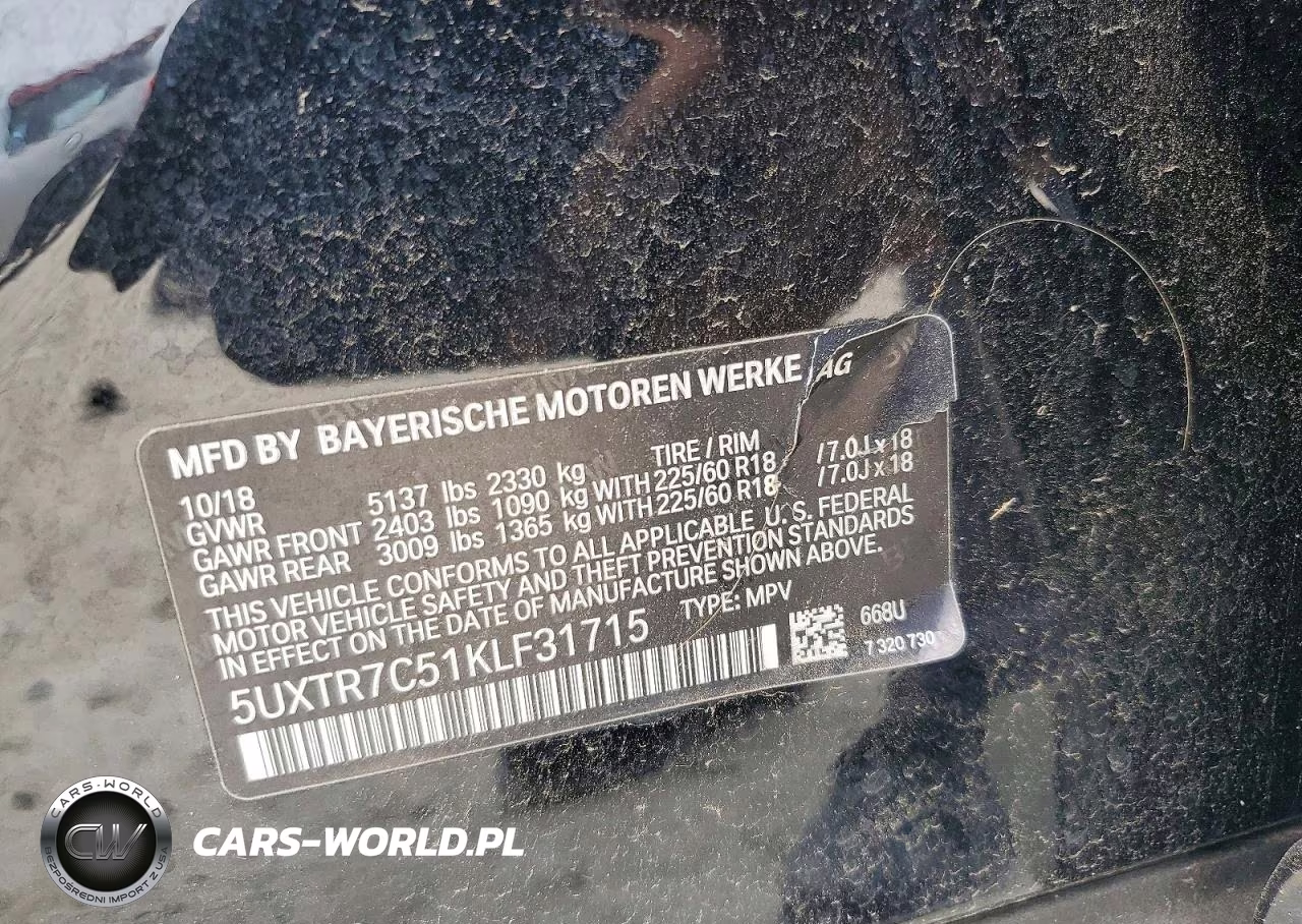 2019 BMW X3 Sdrive30I VIN:5UXTR7C51KLF31715 - 13