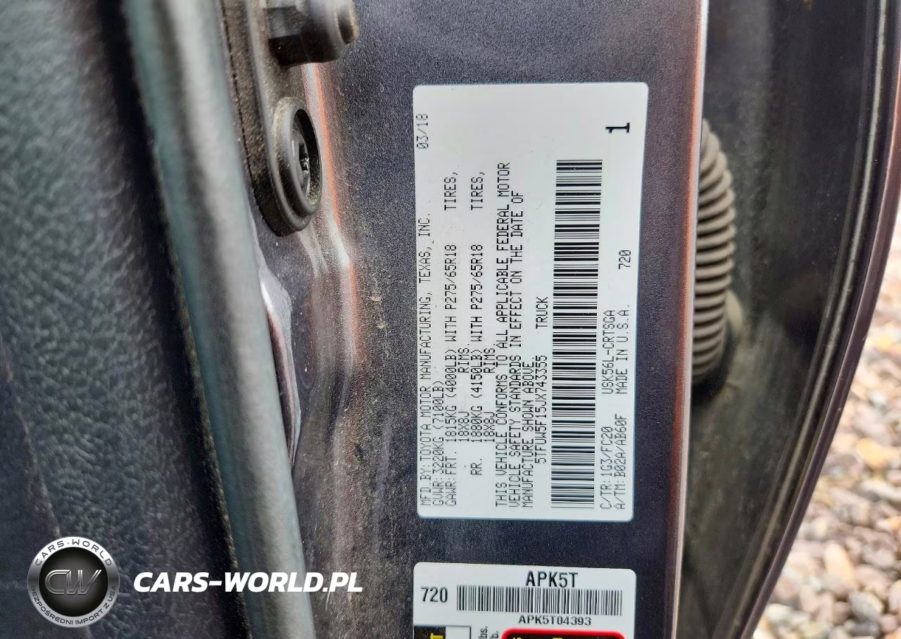 2018 Toyota Tundra Sr5 VIN:5TFUW5F15JX743355 - 12