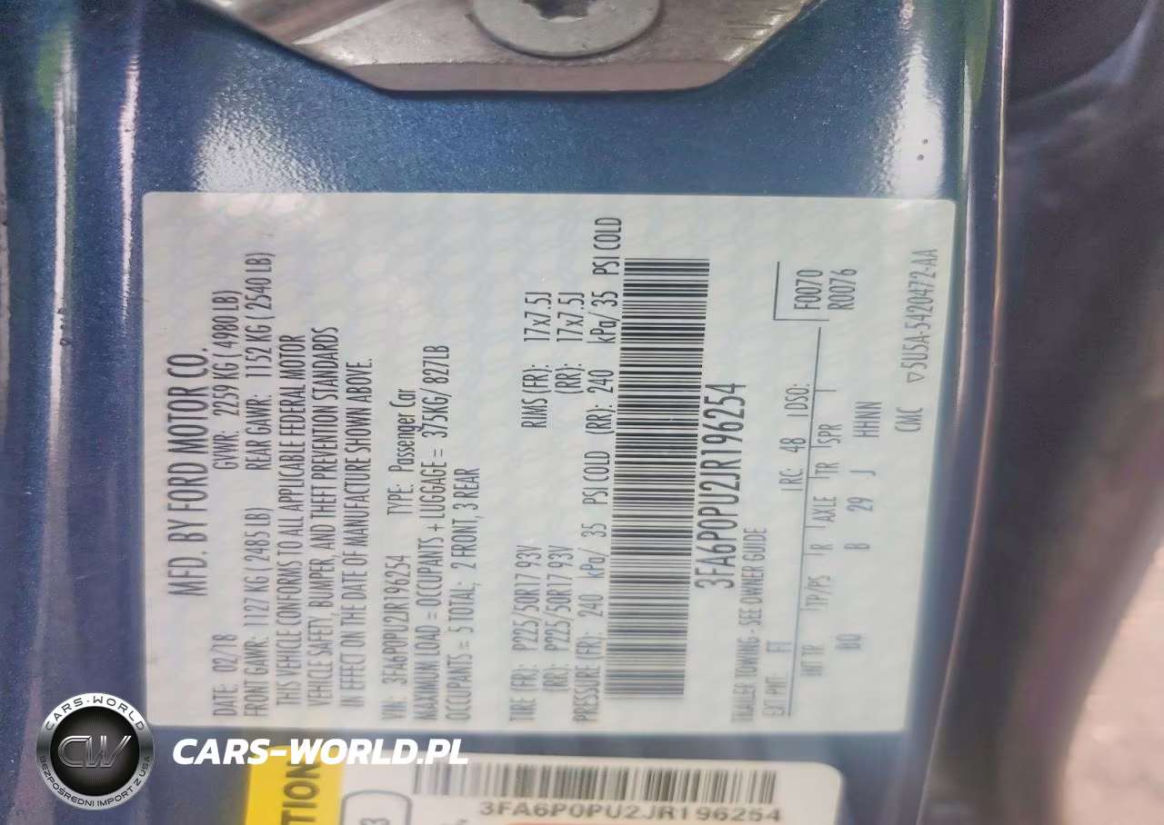 2018 Ford Fusion Se Phev VIN:3FA6P0PU2JR196254 - 12