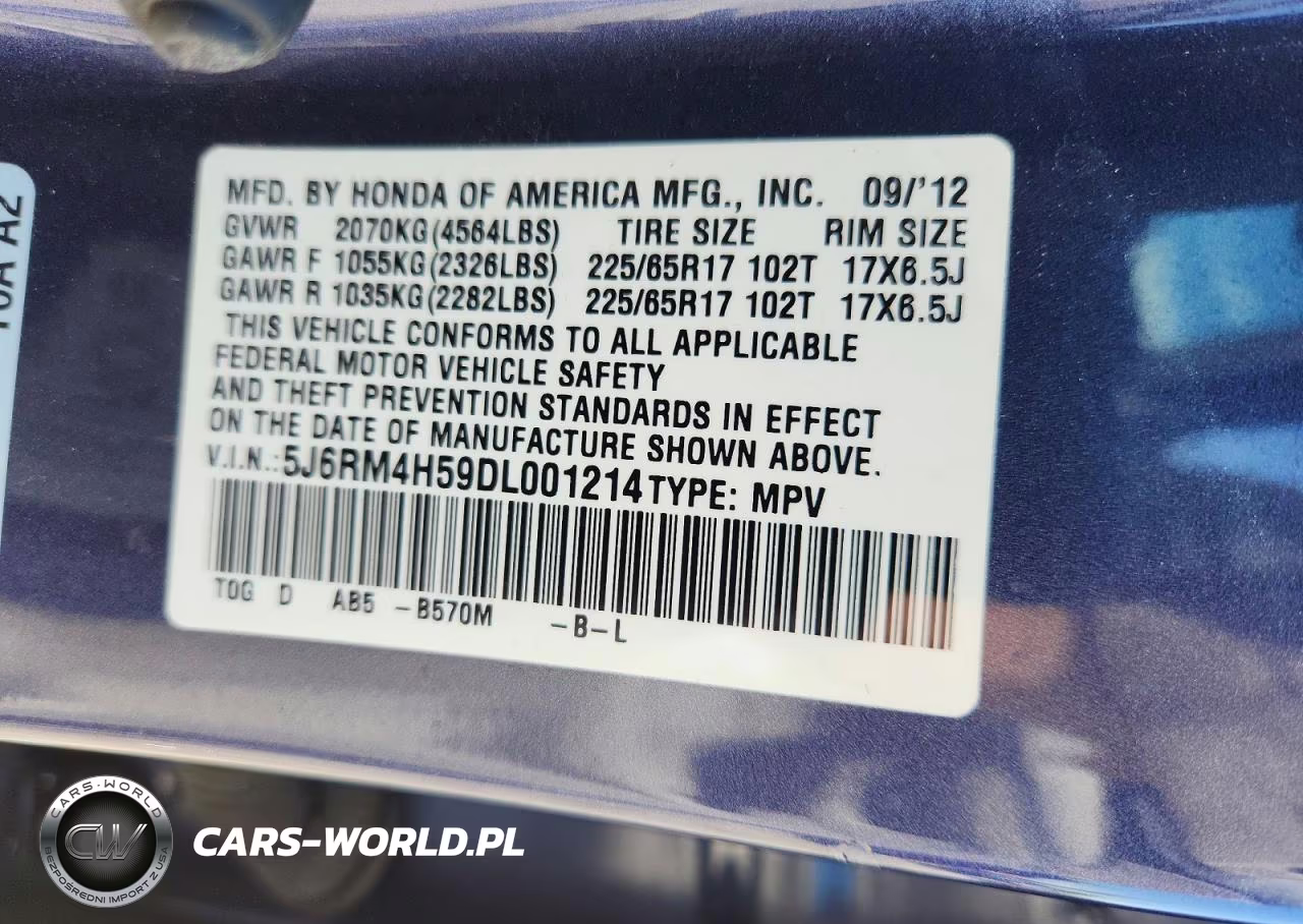 2013 Honda Cr-V Ex VIN:5J6RM4H59DL001214 - 13