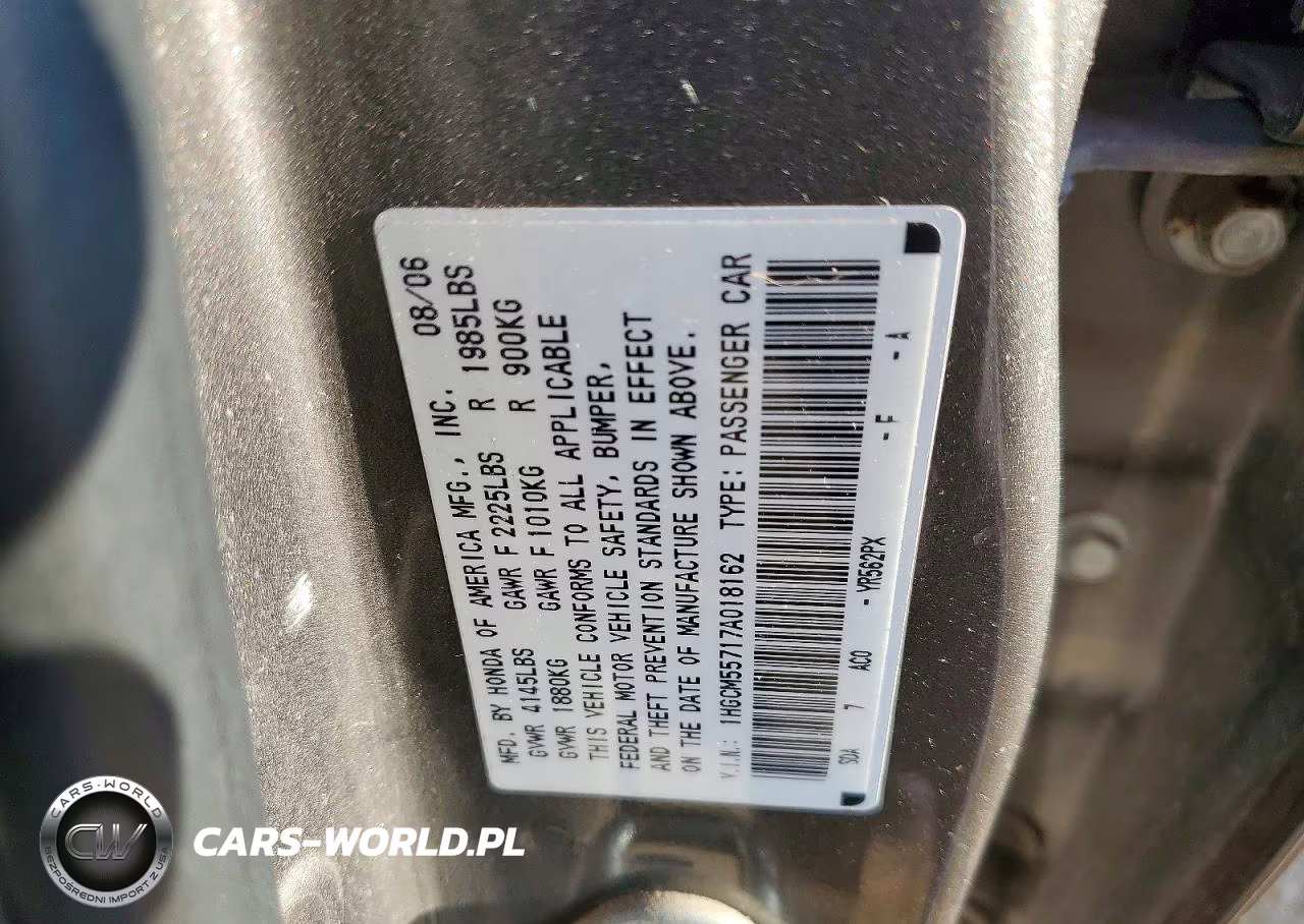 2007 Honda Accord Ex VIN:1HGCM55717A018162 - 12