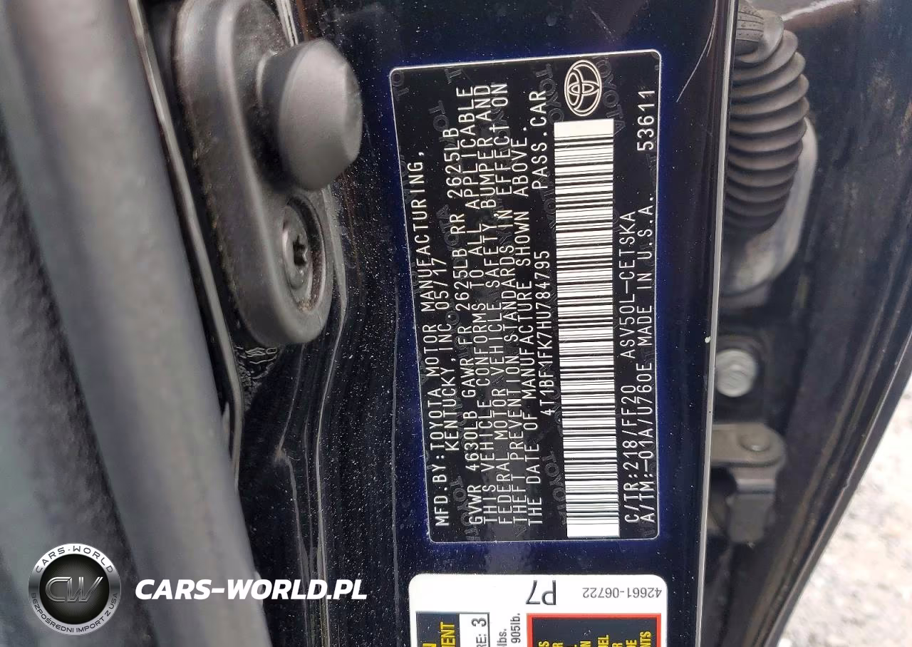 2017 Toyota Camry Se VIN:4T1BF1FK7HU784795 - 12