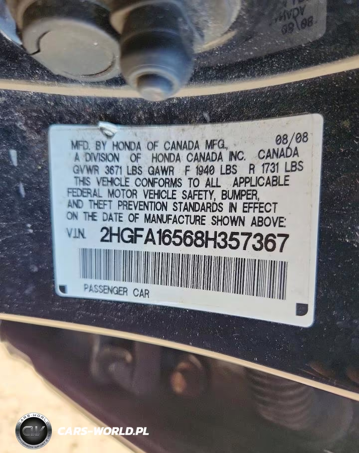2008 Honda Civic Lx VIN:2HGFA16568H357367 - 13