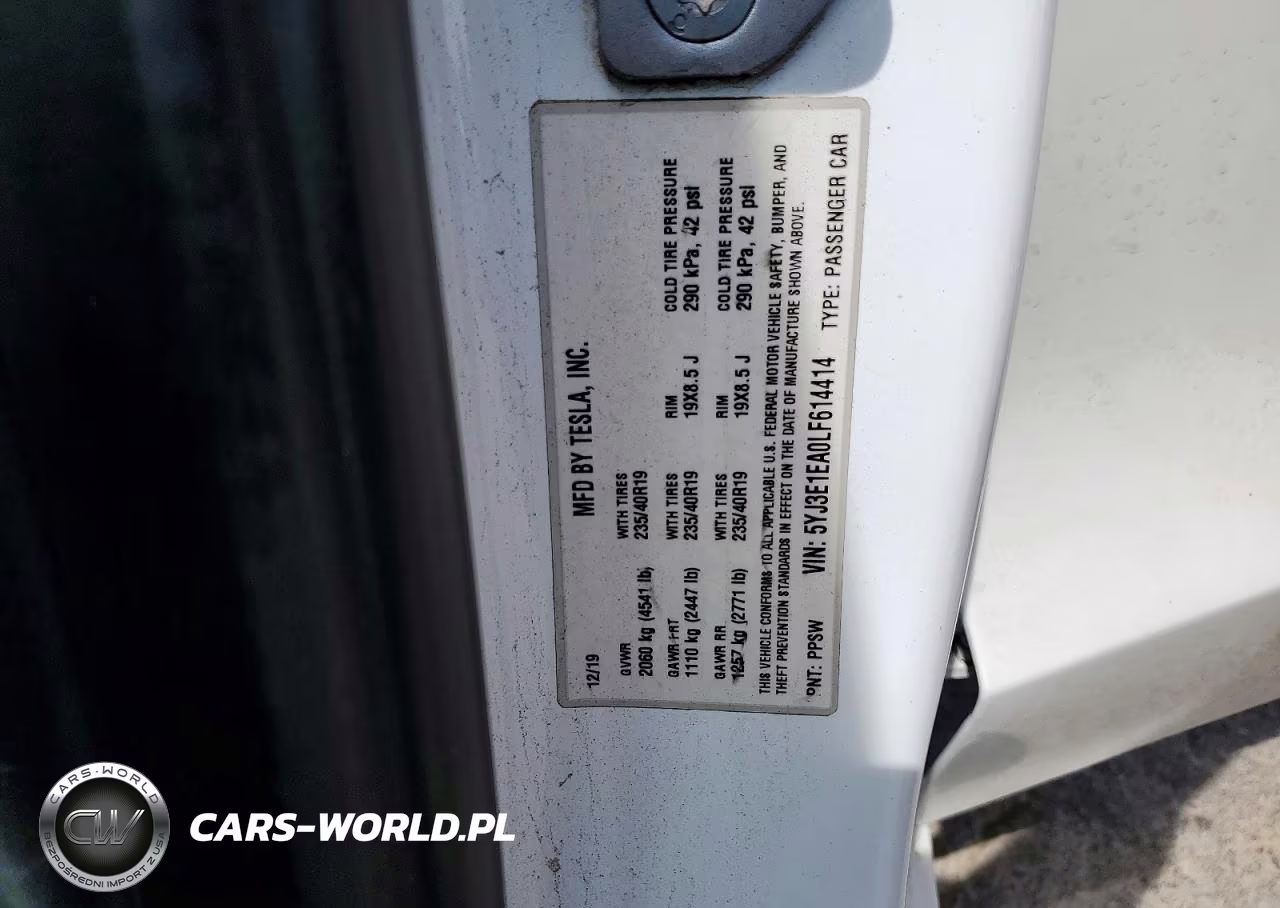 2020 Tesla Model 3 VIN:5YJ3E1EA0LF614414 - 12
