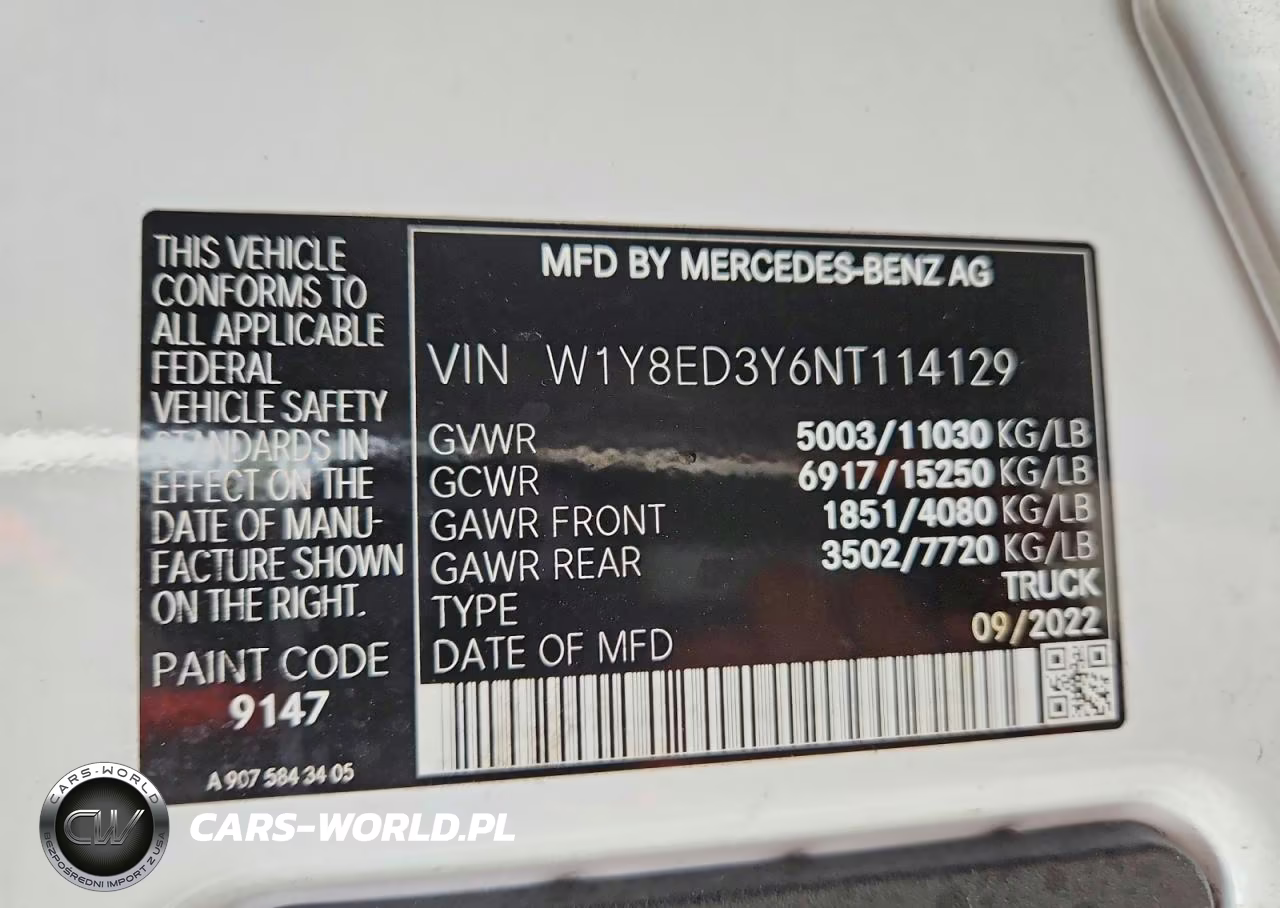 2022 Mercedes-Benz Sprinter 3500 VIN:W1Y8ED3Y6NT114129 - 13