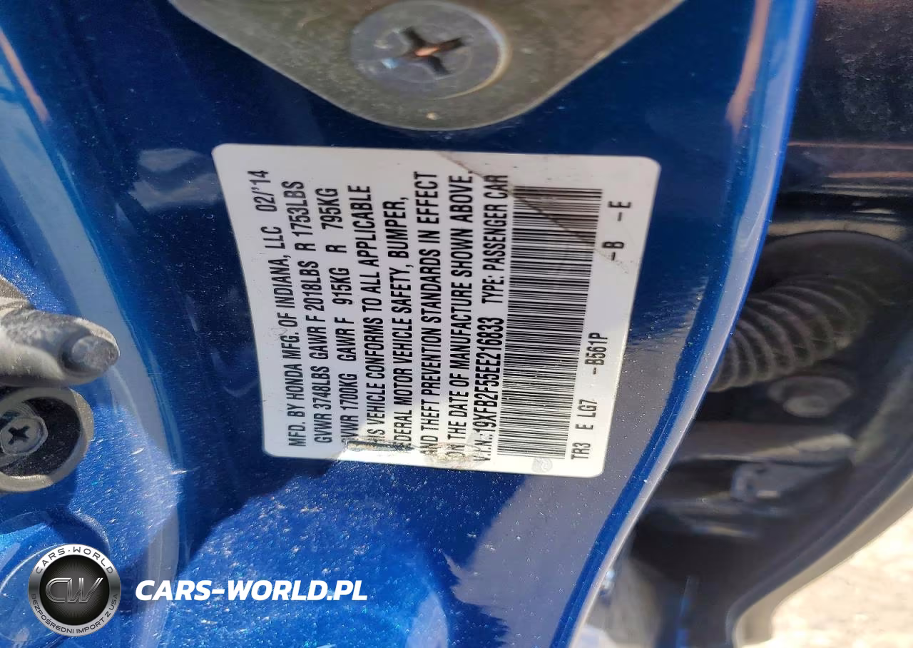 2014 Honda Civic Lx VIN:19XFB2F55EE216833 - 12