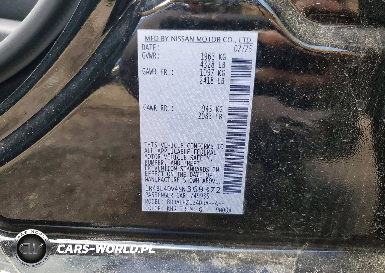 2025 Sterling Altima Sv VIN:1N4BL4DV4SN369372 - 13