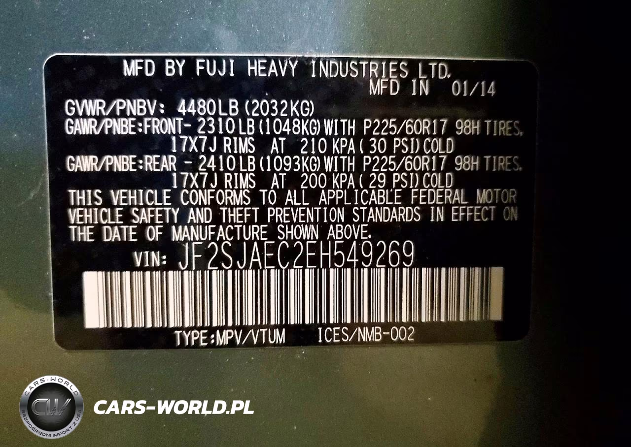 2014 Subaru Forester 2.5I Premium VIN:JF2SJAEC2EH549269 - 13