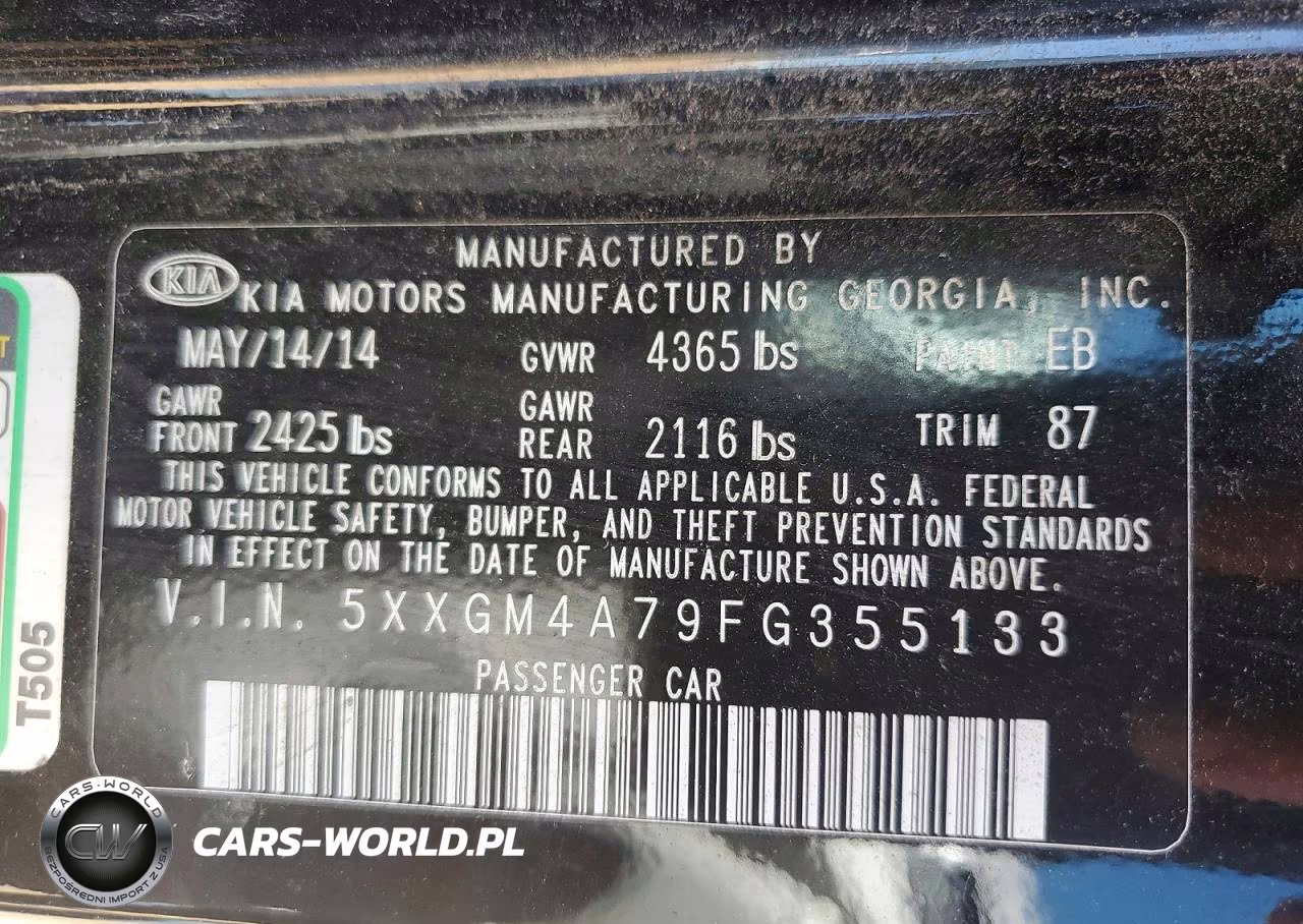 2015 Kia Optima Lx VIN:5XXGM4A79FG355133 - 12