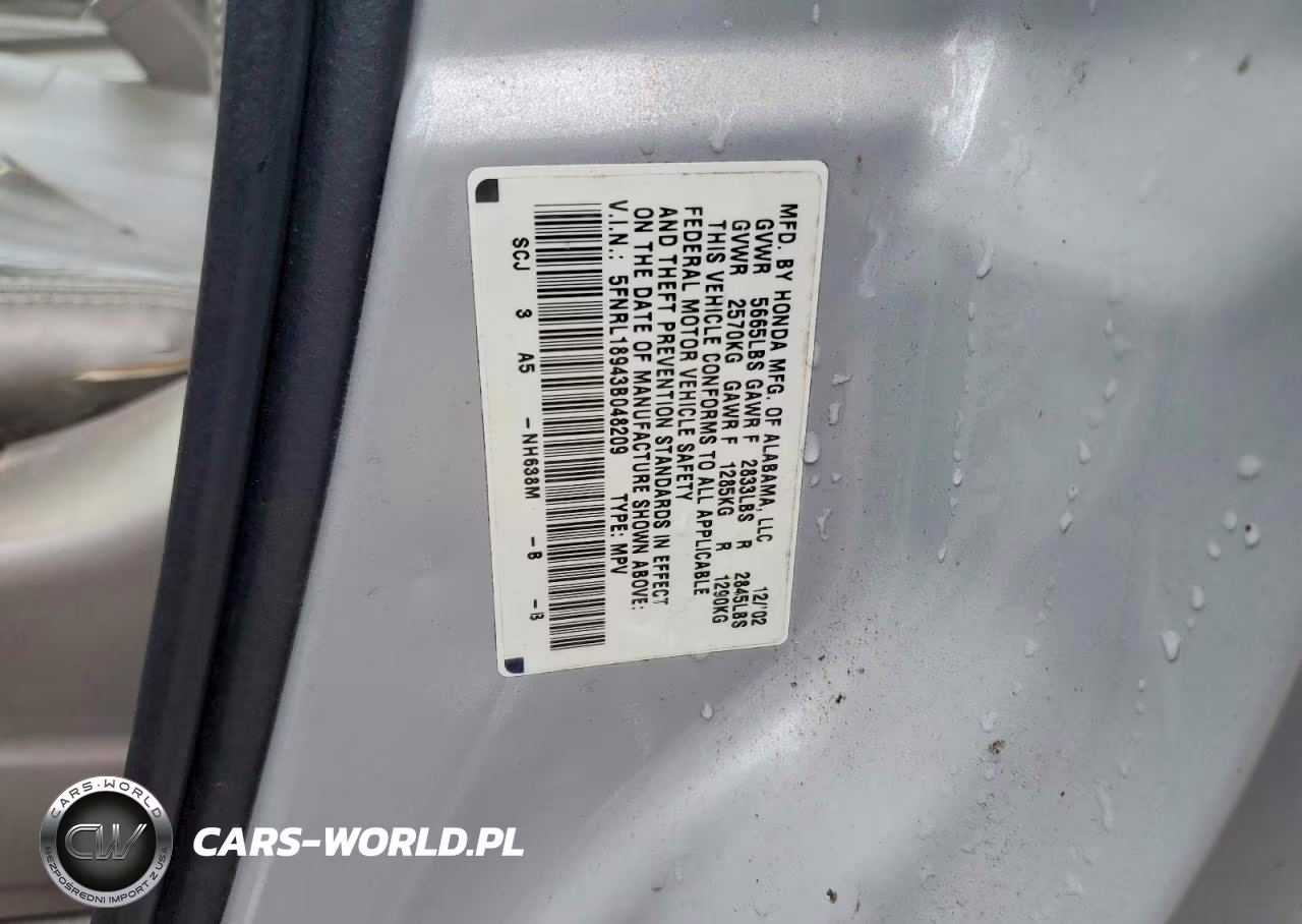 2003 Honda Odyssey Exl VIN:5FNRL18943B048209 - 13
