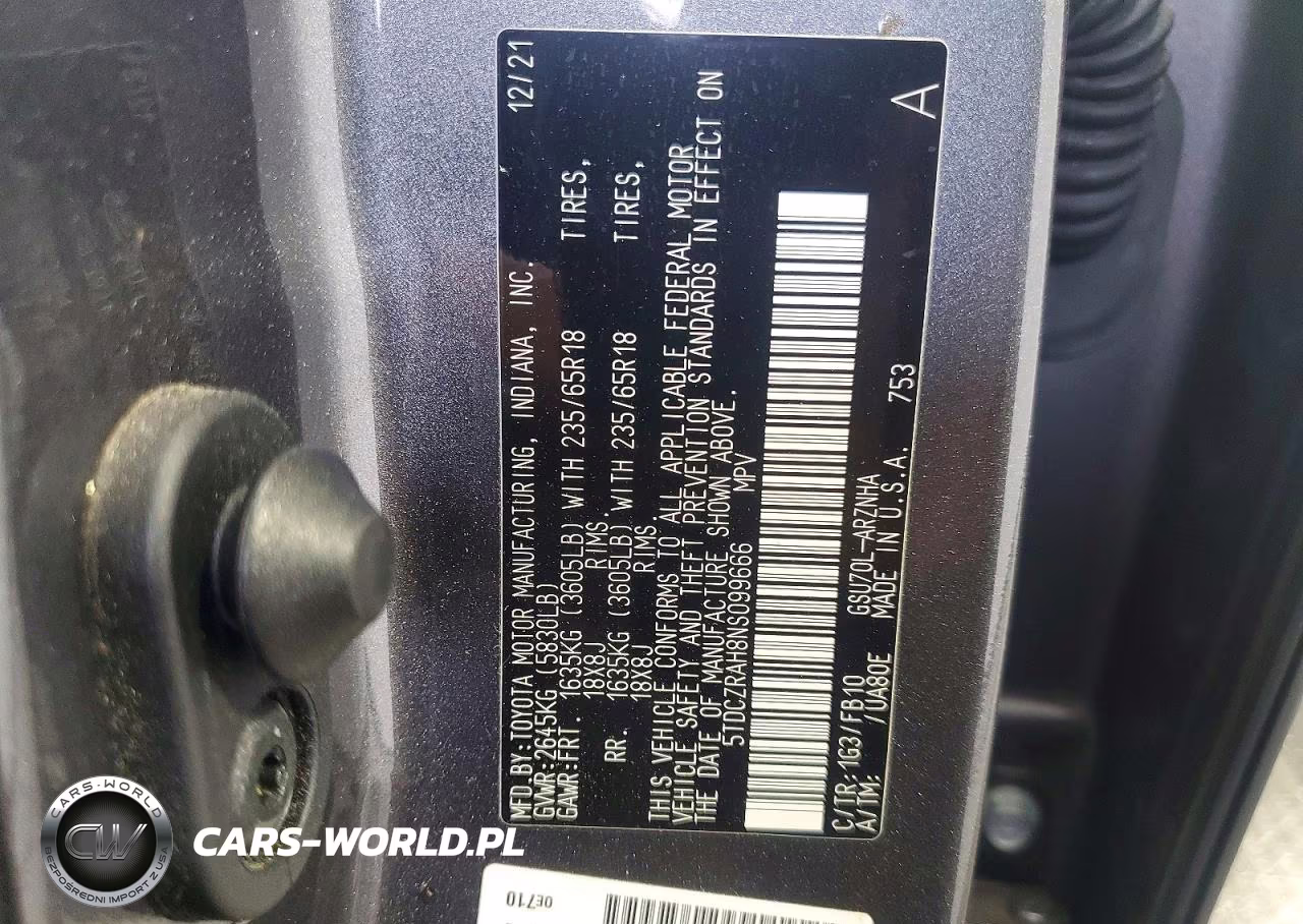 2022 Toyota Highlander L VIN:5TDCZRAH8NS099666 - 13