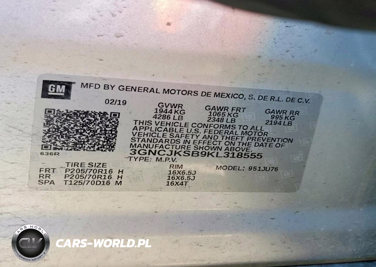 2019 Chevrolet Trax Ls VIN:3GNCJKSB9KL318555 - 13