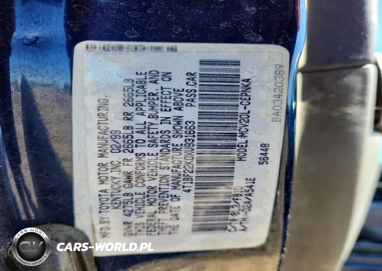 1999 Toyota Camry Le V6 VIN:4T1BF22K0XU931663 - 12