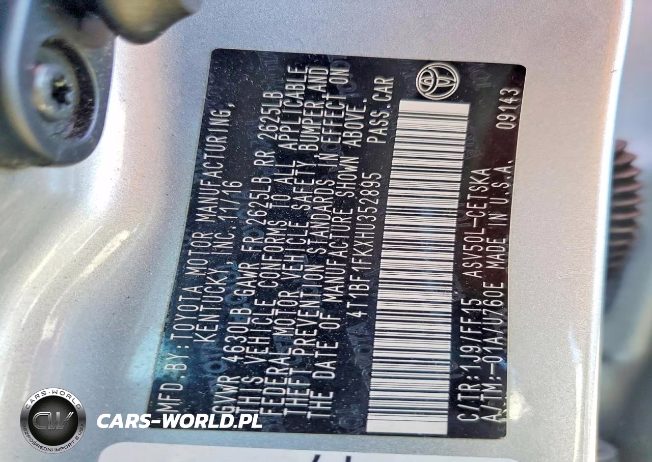 2017 Toyota Camry Se VIN:4T1BF1FKXHU352895 - 12
