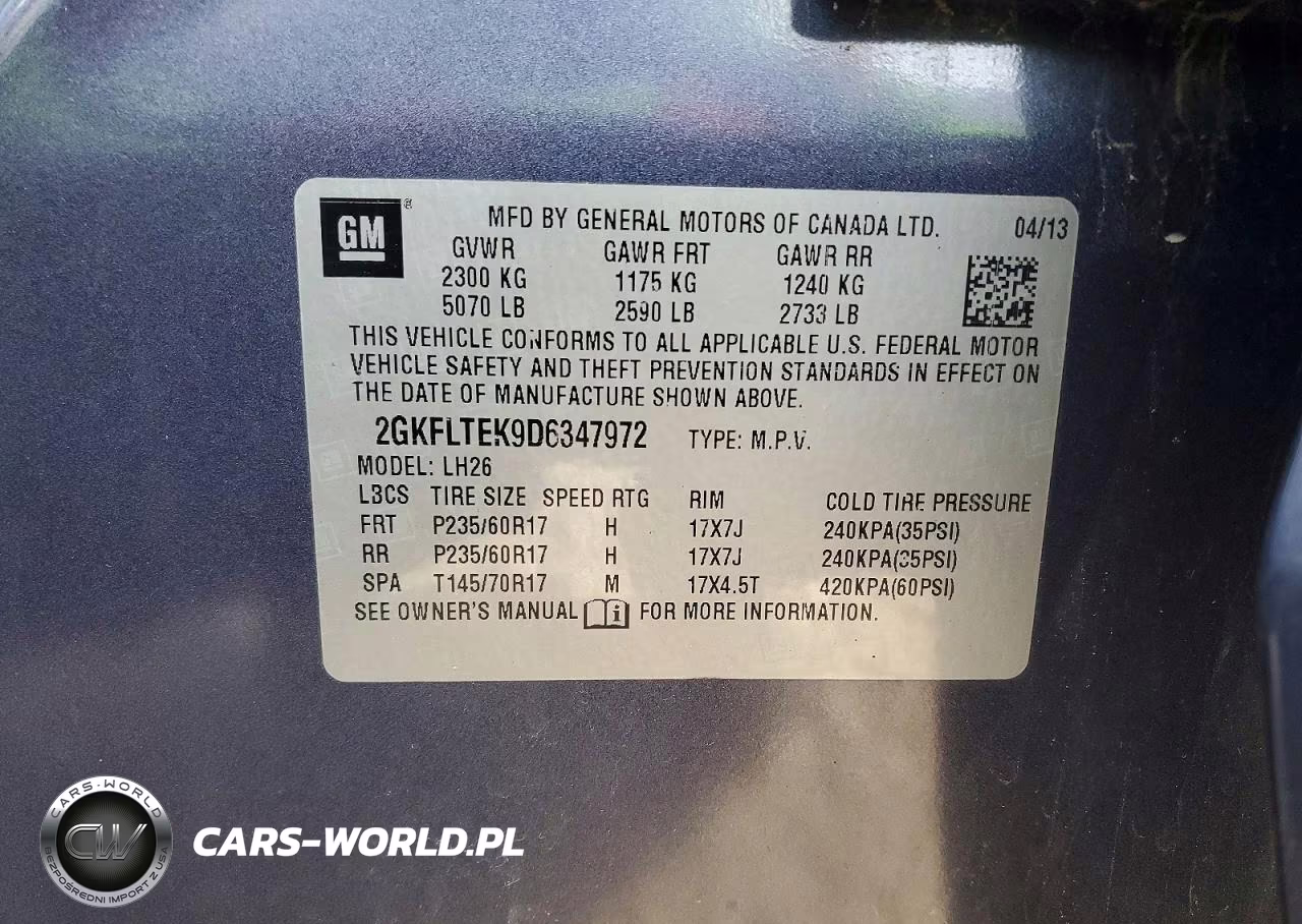 2013 GMC Terrain Sle VIN:2GKFLTEK9D6347972 - 13