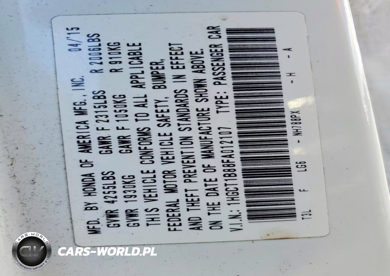 2015 Honda Accord Exl VIN:1HGCT1B88FA012107 - 12