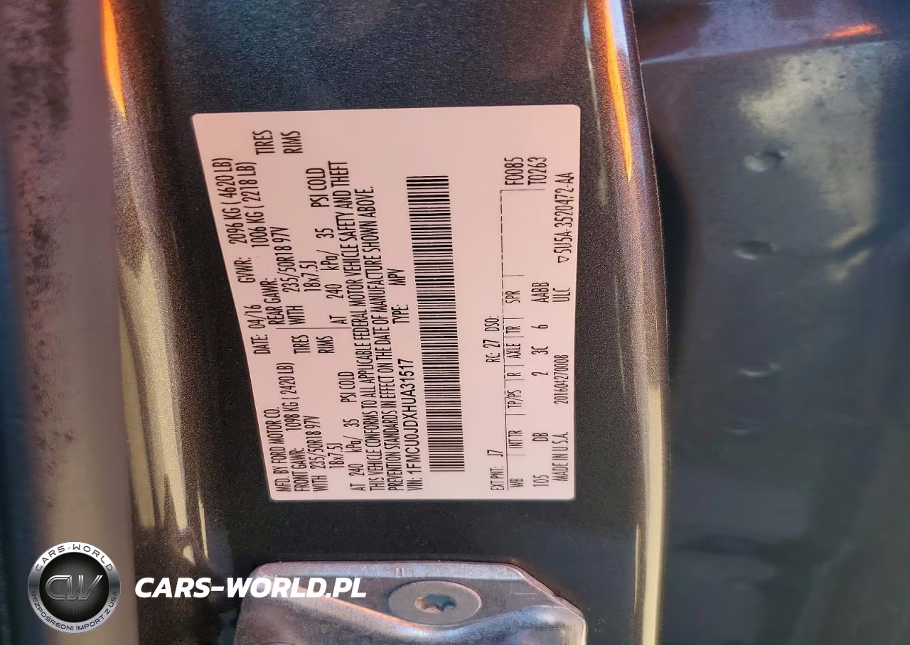 2017 Ford Escape Titanium VIN:1FMCU0JDXHUA31517 - 13