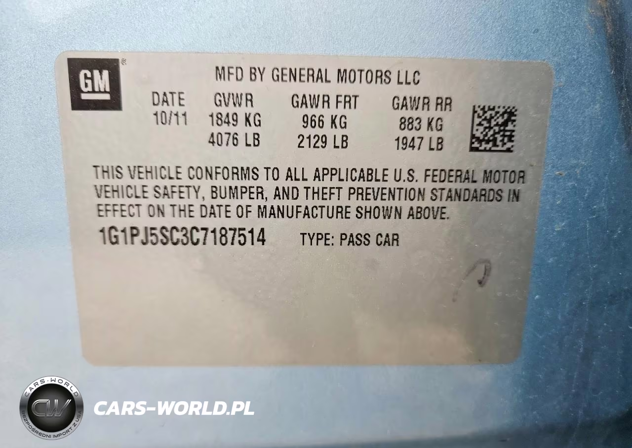 2012 Chevrolet Cruze Eco VIN:1G1PJ5SC3C7187514 - 13