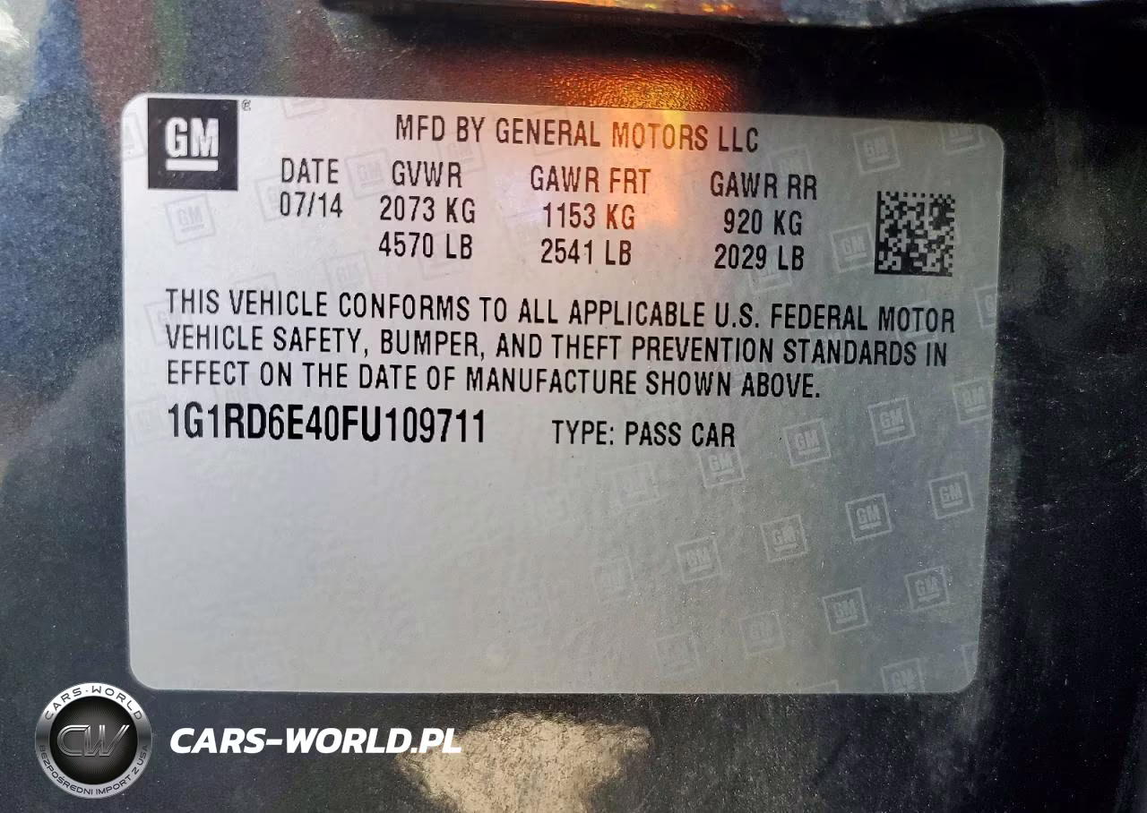 2015 Chevrolet Volt VIN:1G1RD6E40FU109711 - 12