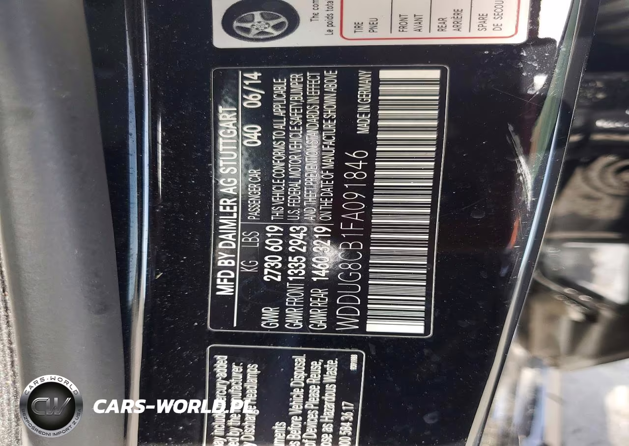 2015 Mercedes-Benz S 550 VIN:WDDUG8CB1FA091846 - 12