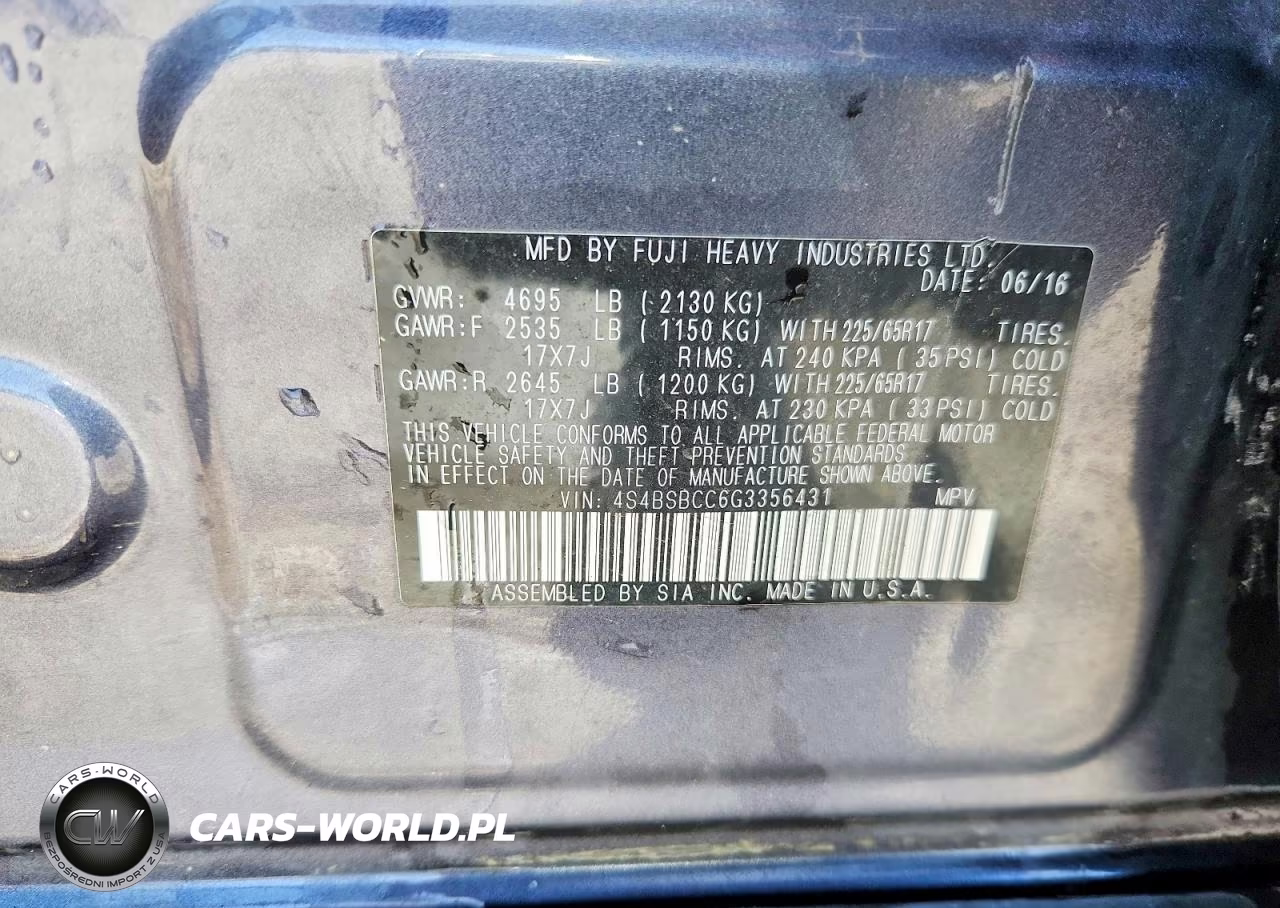 2016 Subaru Outback 2.5I Premium VIN:4S4BSBCC6G3356431 - 13