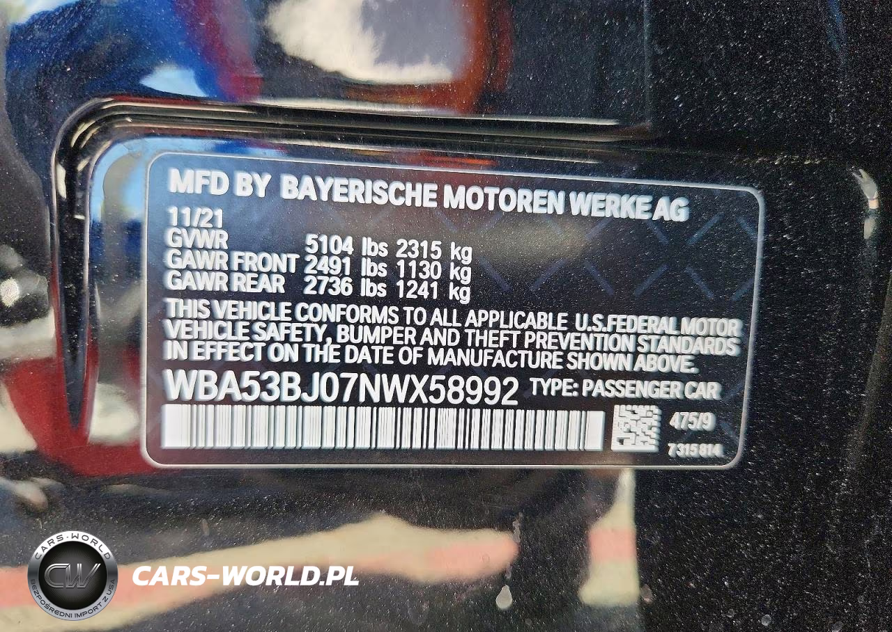 2022 BMW 540 I VIN:WBA53BJ07NWX58992 - 12