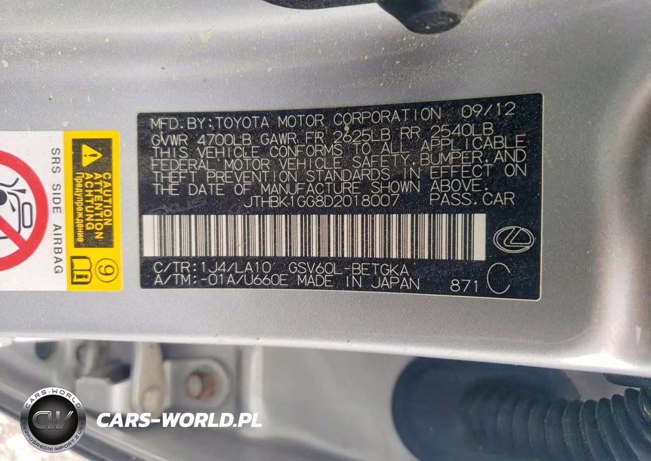 2013 Lexus Es 350 VIN:JTHBK1GG8D2018007 - 12