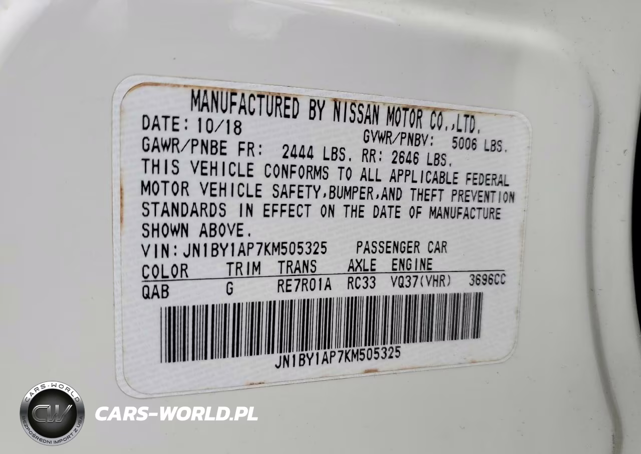 2019 Infiniti Q70 3.7 Luxe VIN:JN1BY1AP7KM505325 - 12