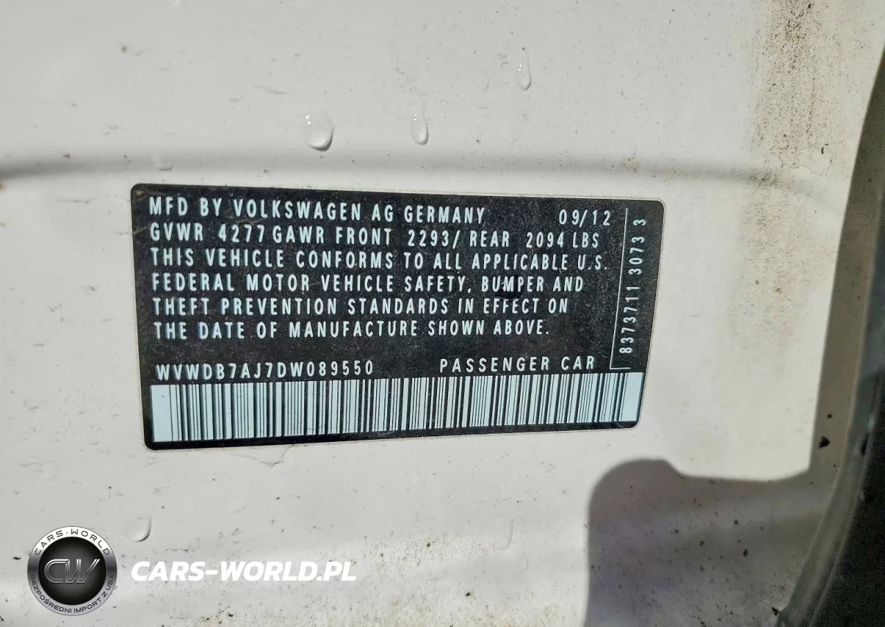 2013 Volkswagen Golf VIN:WVWDB7AJ7DW089550 - 12