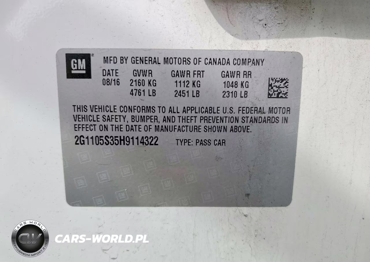 2017 Chevrolet Impala Lt VIN:2G1105S35H9114322 - 12