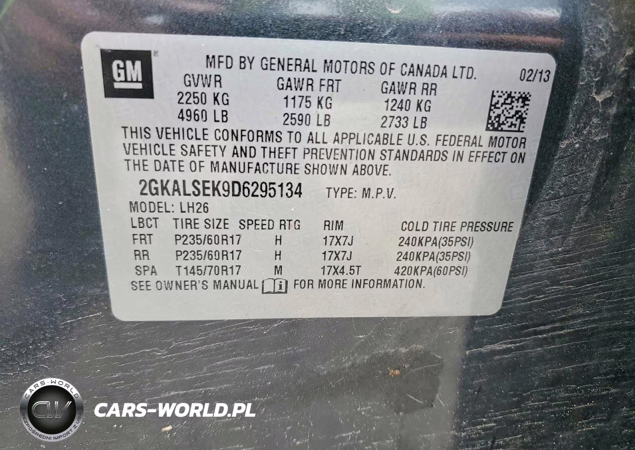2013 GMC Terrain Sle VIN:2GKALSEK9D6295134 - 13