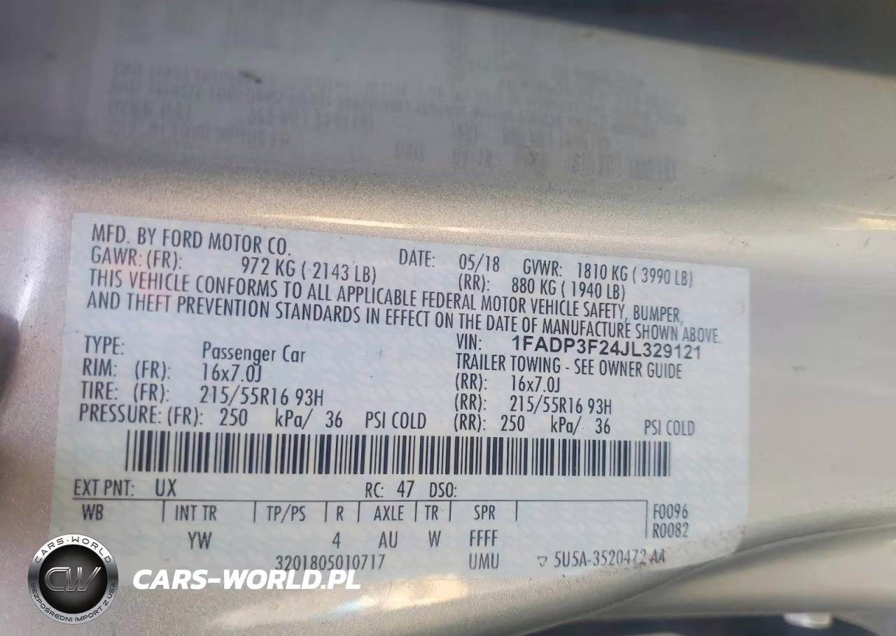 2018 Ford Focus Se VIN:1FADP3F24JL329121 - 12