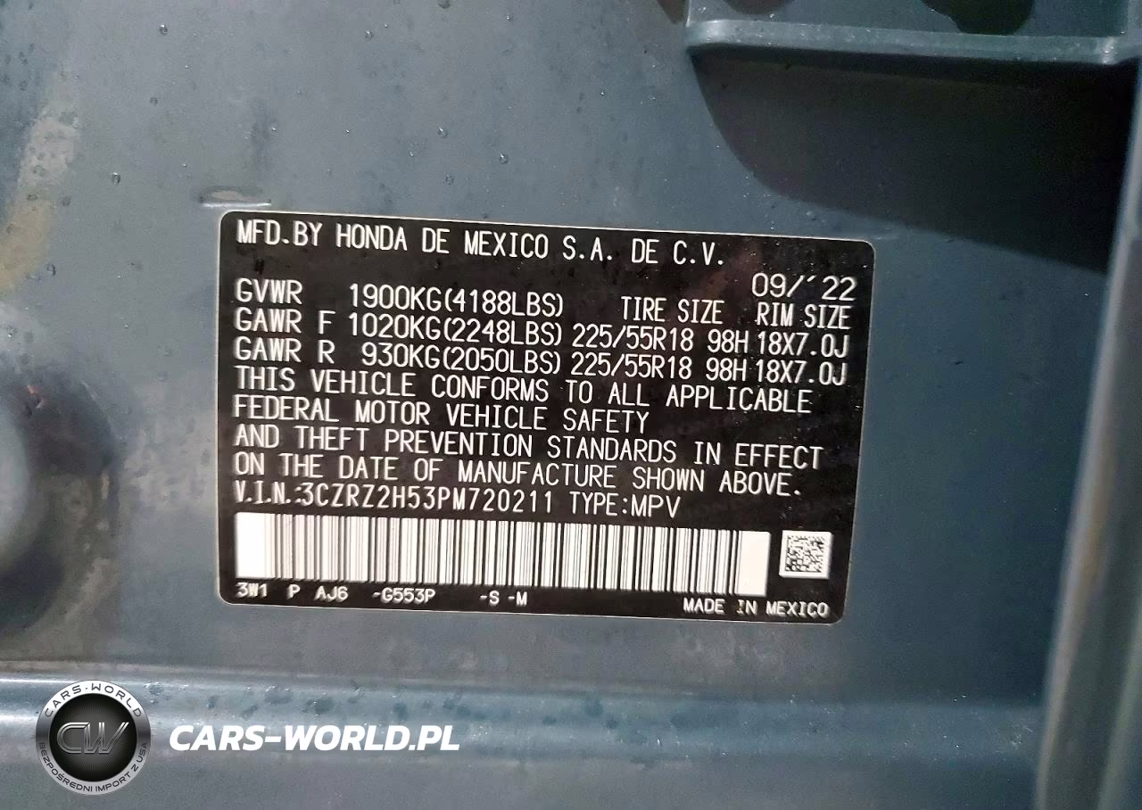 2023 Honda Hr-V Sport VIN:3CZRZ2H53PM720211 - 14