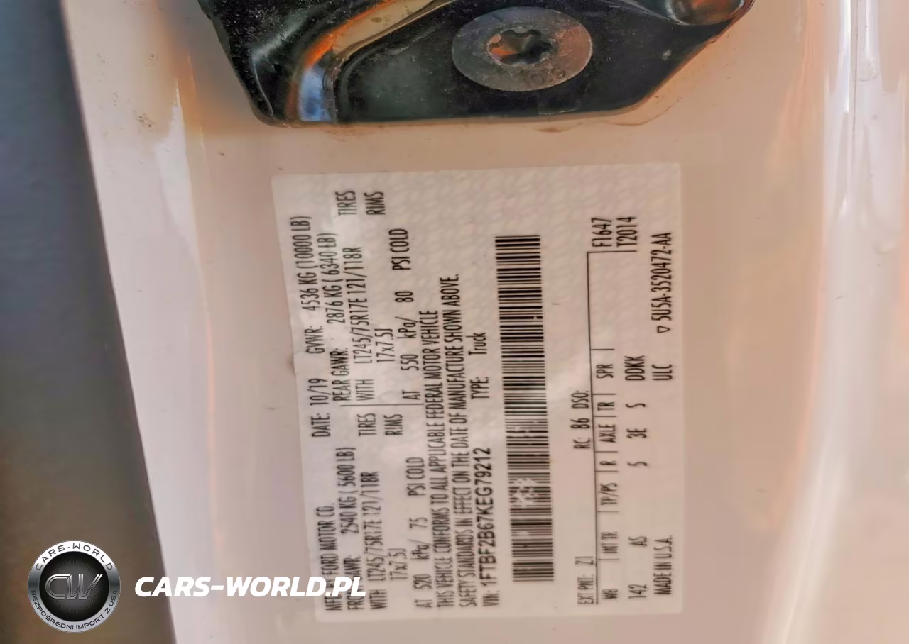 2019 Ford F250 Super Duty VIN:1FTBF2B67KEG79212 - 12