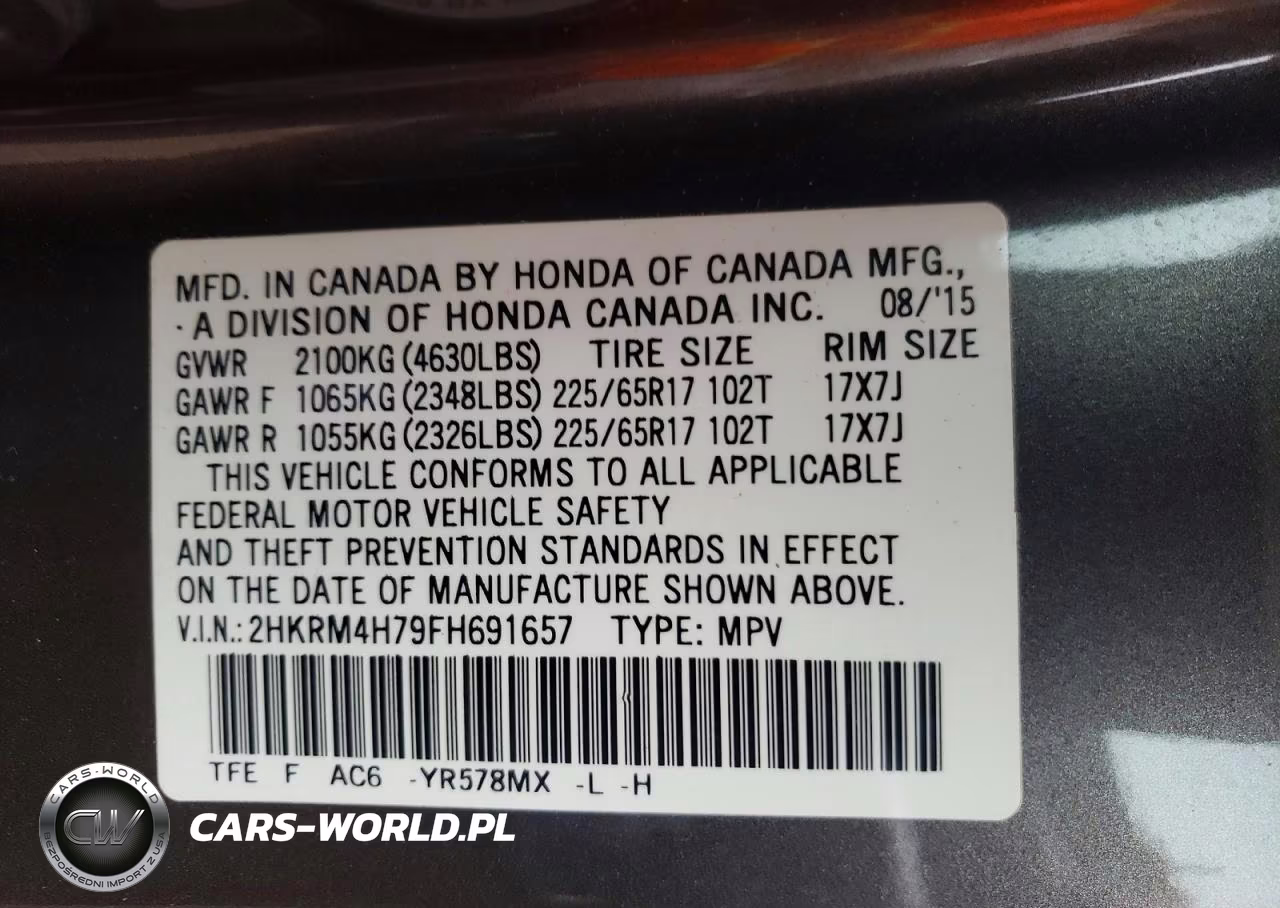 2015 Honda Cr-V Exl VIN:2HKRM4H79FH691657 - 13
