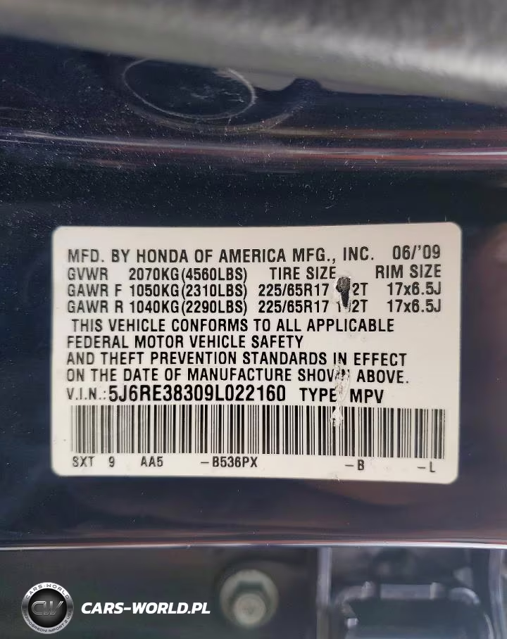 2009 Honda Cr-V Lx VIN:5J6RE38309L022160 - 13