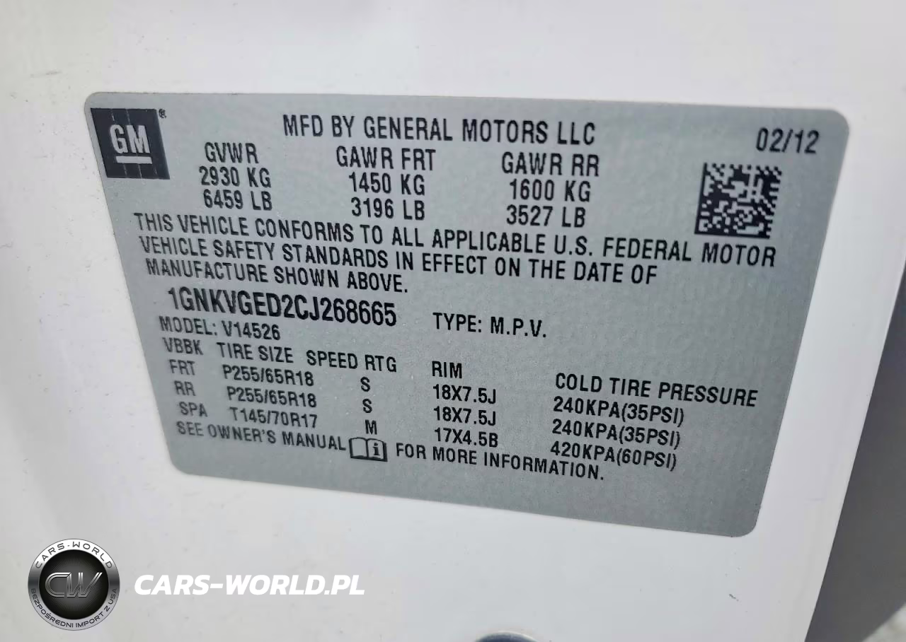2012 Chev Traverse VIN:1GNKVGED2CJ268665 - 13