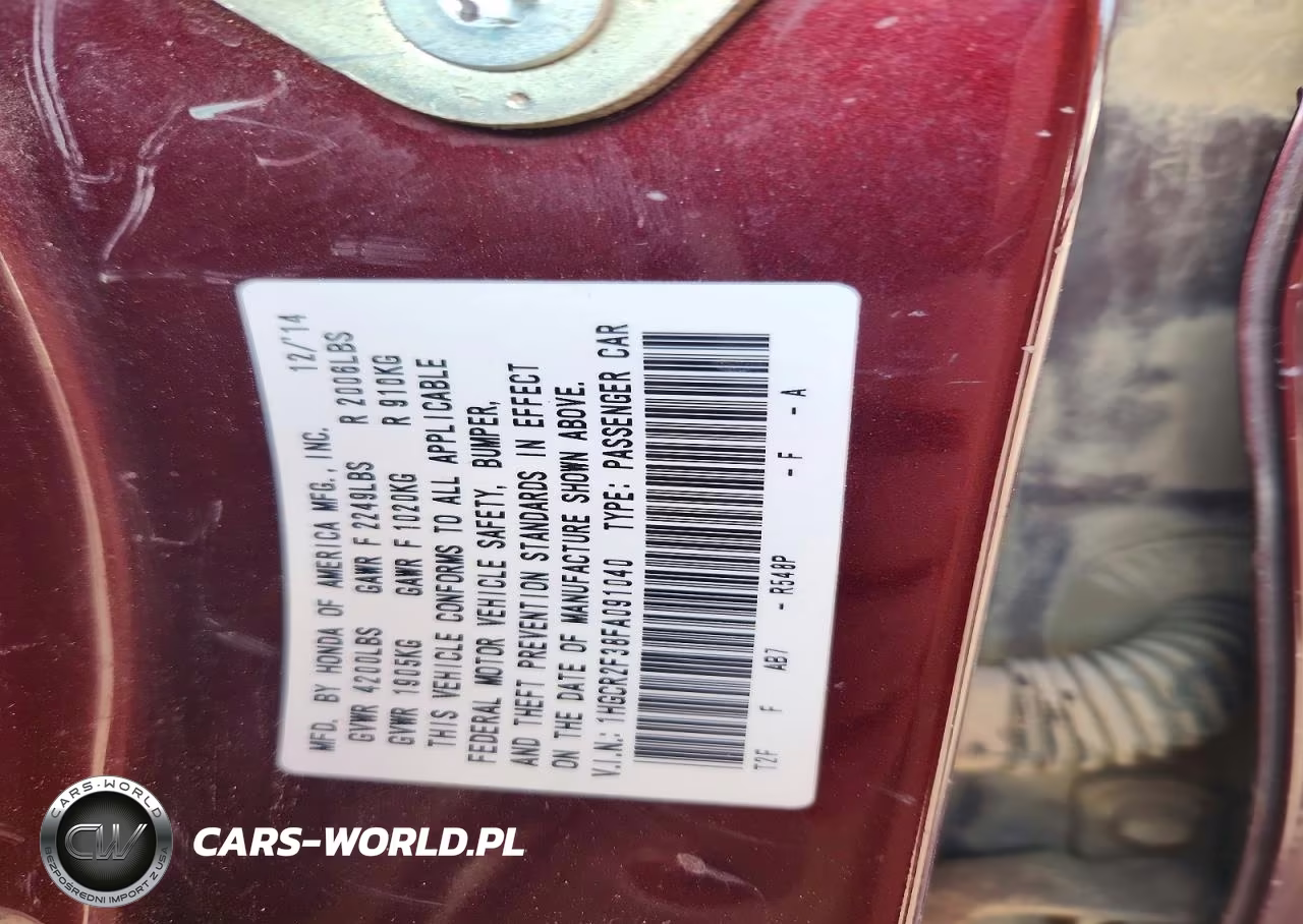 2015 Honda Accord Lx VIN:1HGCR2F38FA091040 - 12