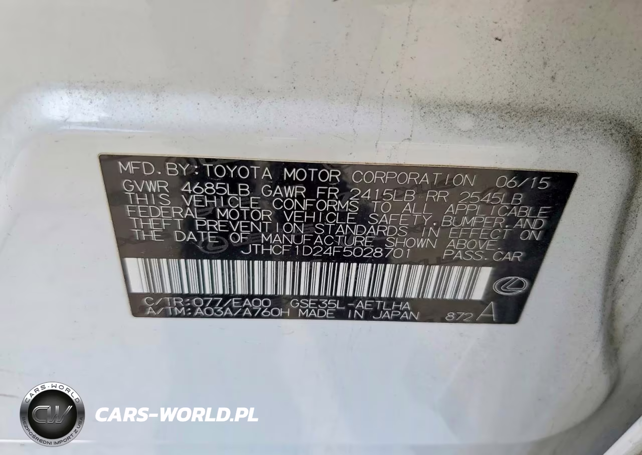 2015 Lexus Is 250 VIN:JTHCF1D24F5028701 - 12