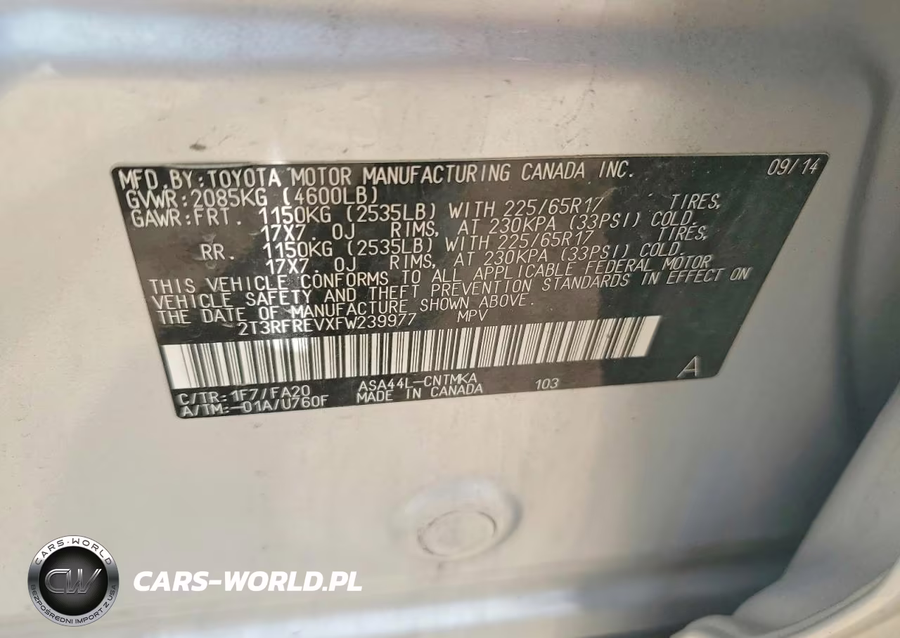 2015 Toyota Rav4 Xle VIN:2T3RFREVXFW239977 - 13