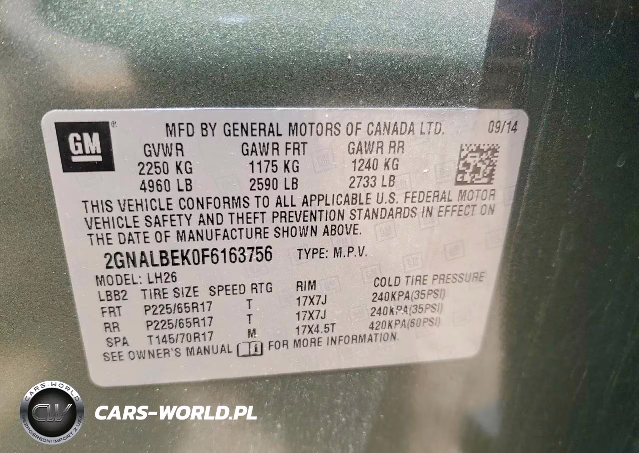 2015 Chevrolet Equinox Lt VIN:2GNALBEK0F6163756 - 13