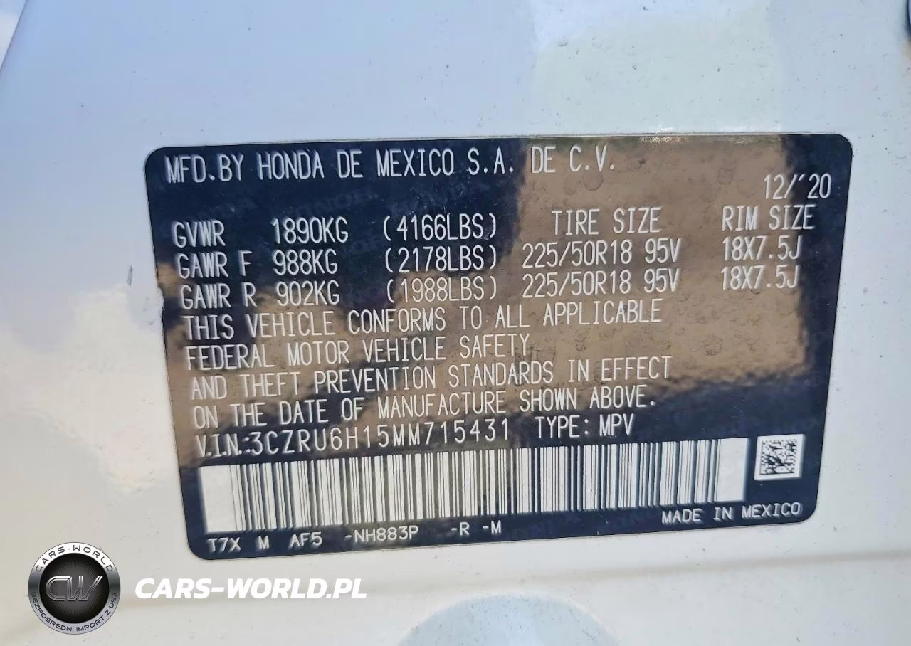 2021 Honda Hr-V Sport VIN:3CZRU6H15MM715431 - 13
