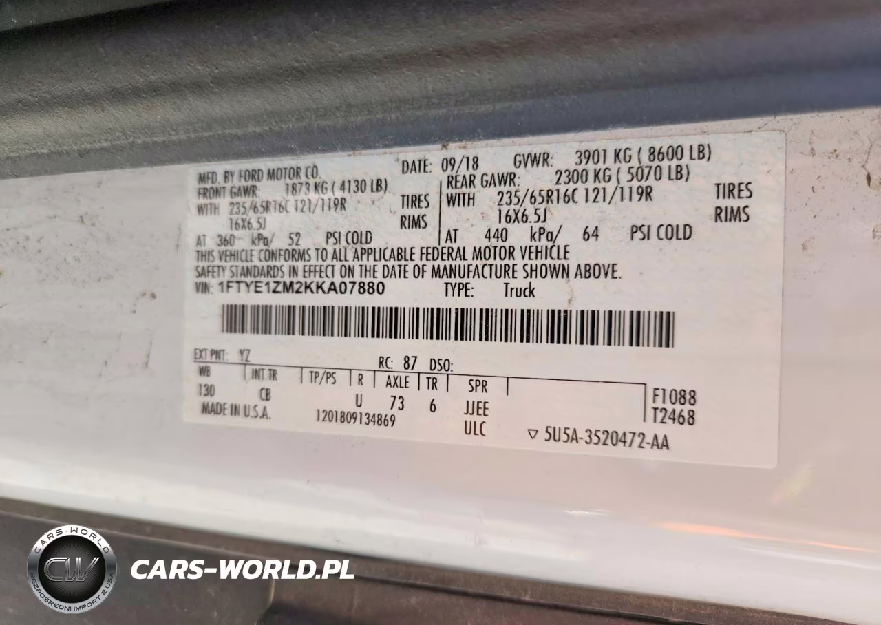 2019 Ford Transit T-150 VIN:1FTYE1ZM2KKA07880 - 13