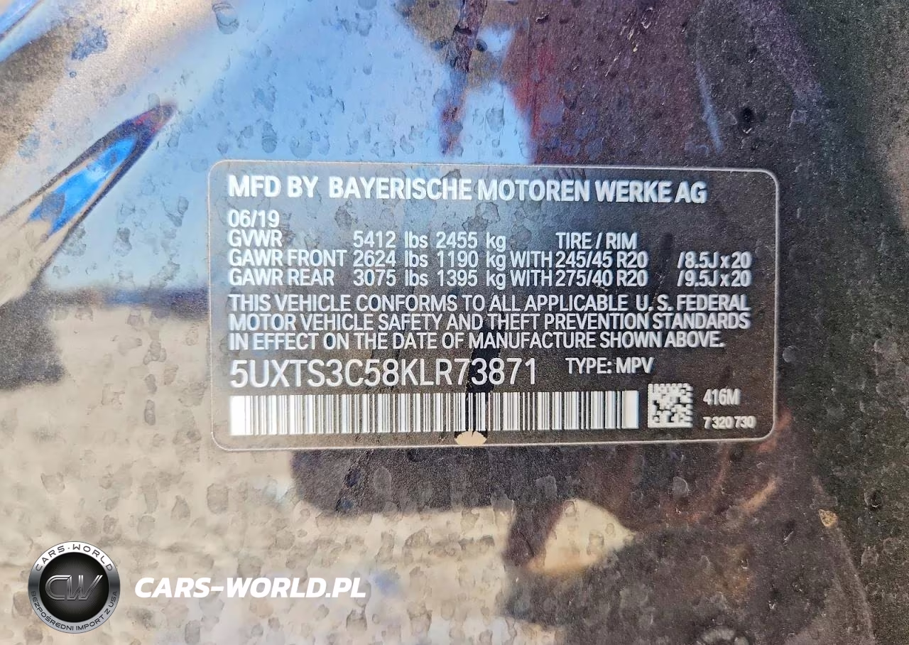 2019 BMW X3 xDrivem40I VIN:5UXTS3C58KLR73871 - 12