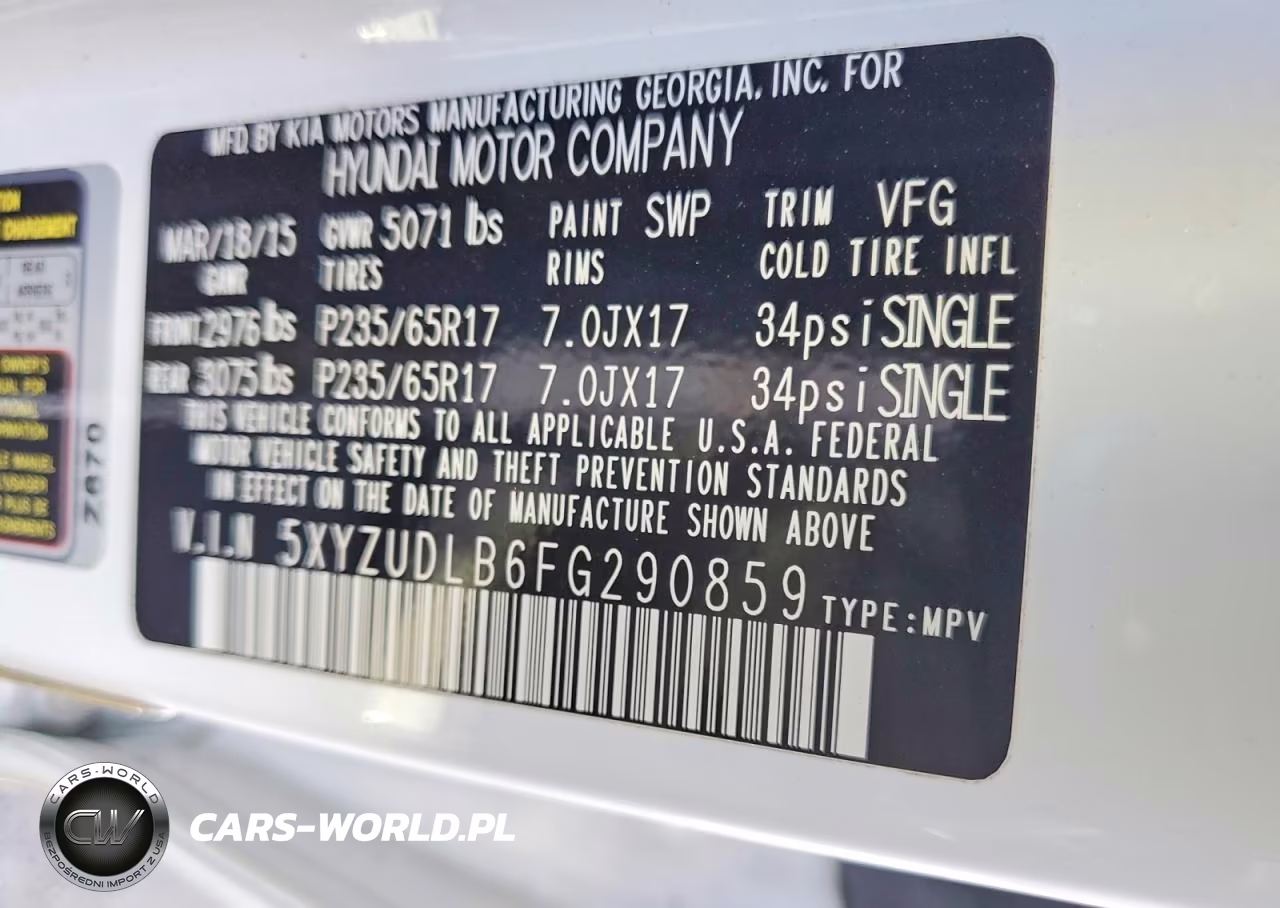 2015 Hyundai Santa Fe Sport 2.4L VIN:5XYZUDLB6FG290859 - 14