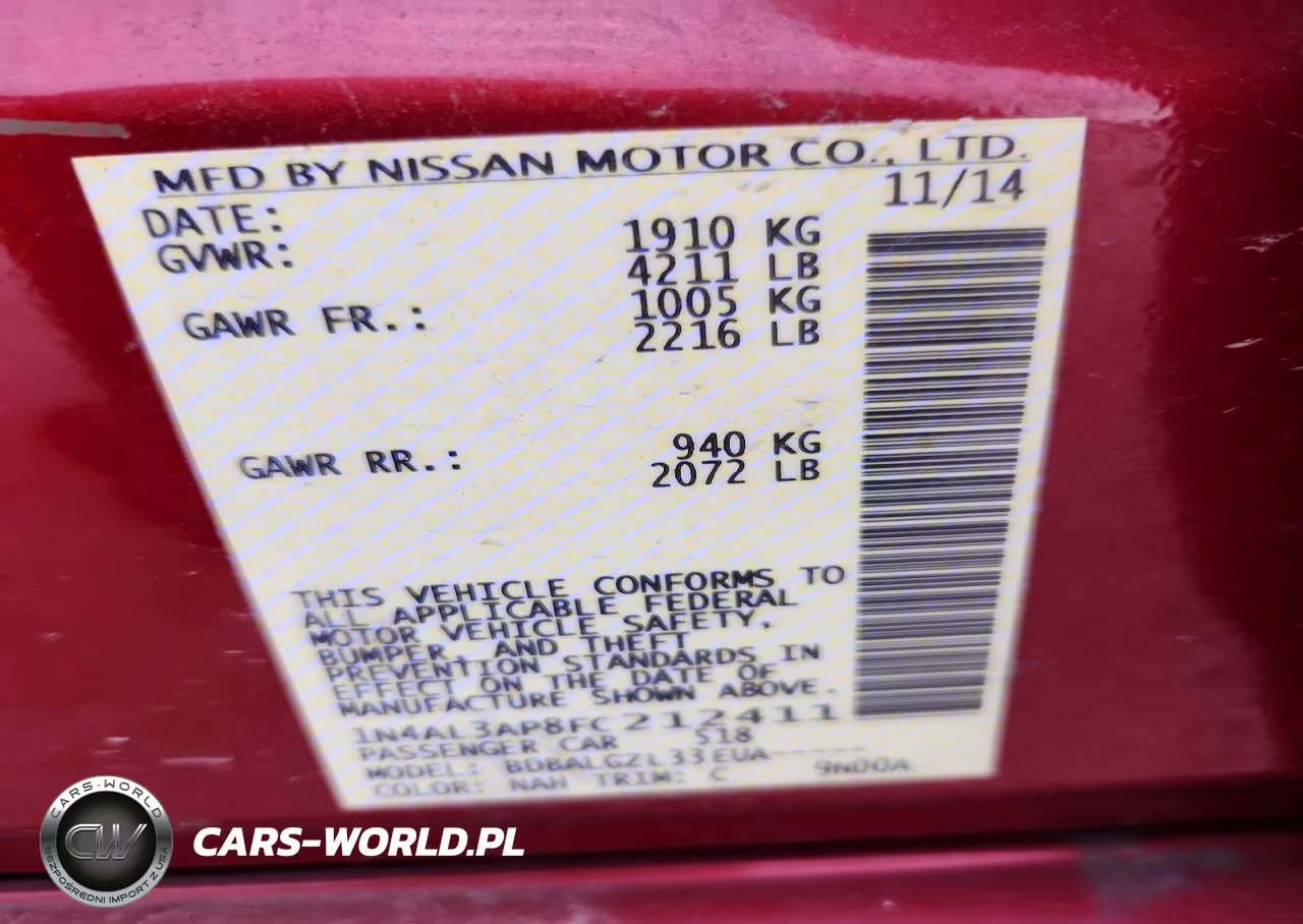 2015 Nissan Altima 2.5-2.5 S-2.5 Sl-2.5 Sv VIN:1N4AL3AP8FC212411 - 12