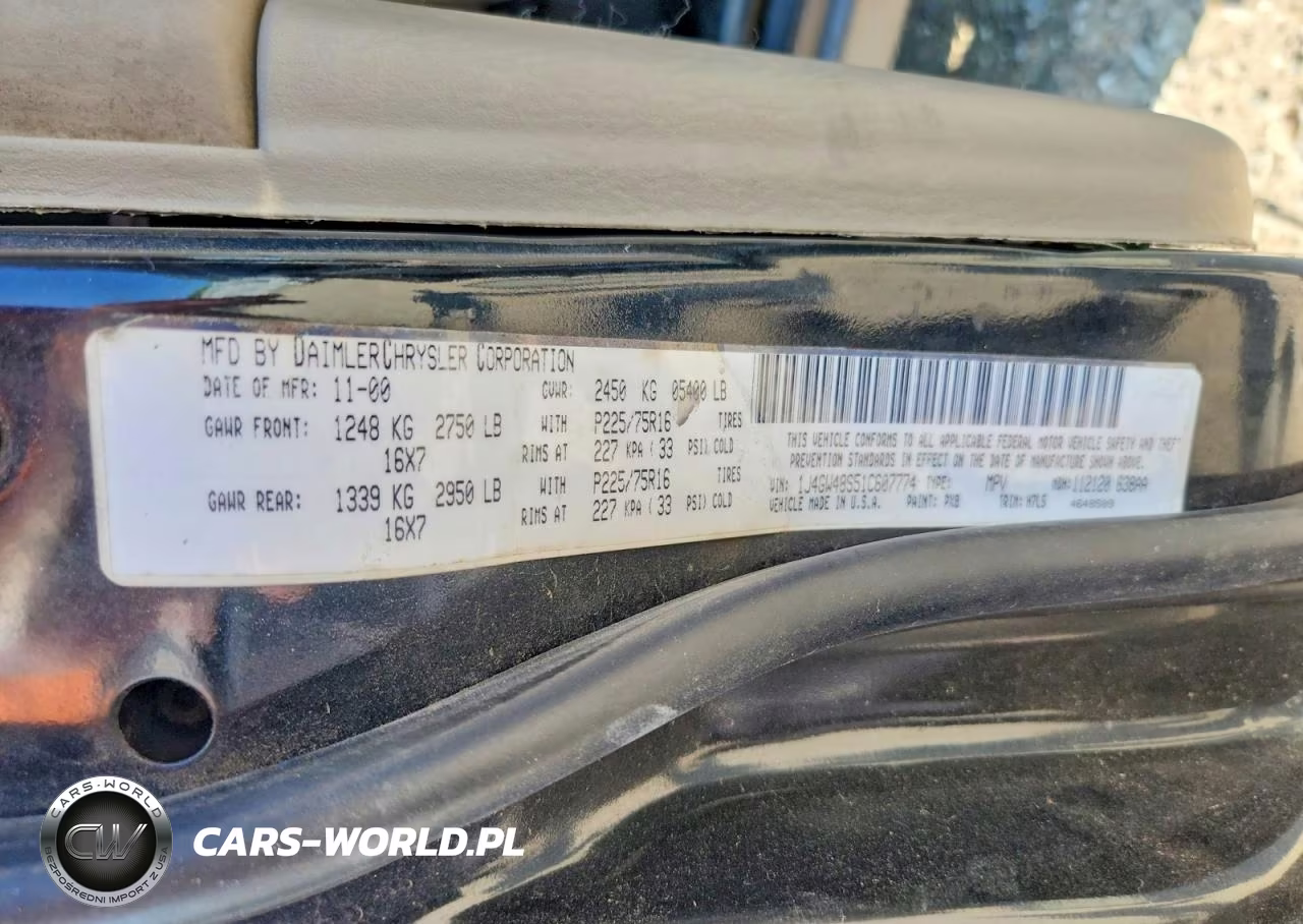 2001 Jeep Grand Cherokee Laredo VIN:1J4GW48S51C607774 - 13