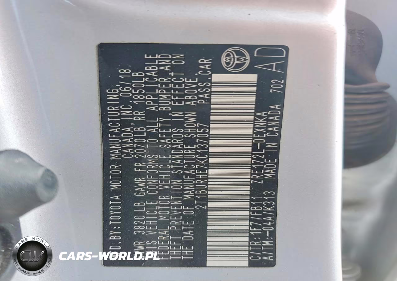 2019 Toyota Corolla Le VIN:2T1BURHE7KC137057 - 12