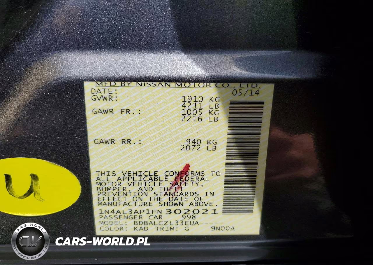 2015 Nissan Altima 2.5 S VIN:1N4AL3AP1FN302021 - 12