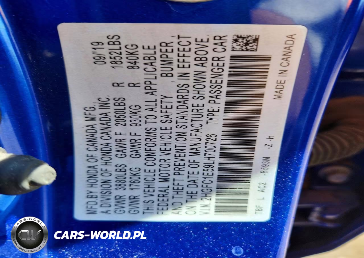 2020 Honda Civic Si VIN:2HGFC1E59LH700726 - 12